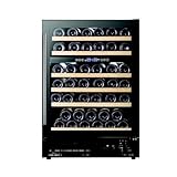 Cookology Essentials 60cm Built-Under Wine Cooler - Black - 51 Bottle Capacity - Touch Control Blue Display - Compressor Cooling - Dual Temperature Zones - Auto Defrost