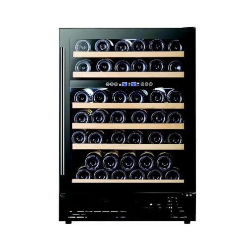 Image of Cookology Essentials 60cm Built-Under Wine Cooler - Black - 51 Bottle Capacity - Touch Control Blue Display - Compressor Cooling - Dual Temperature Zones - Auto Defrost