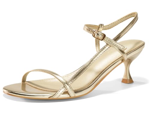 Coutgo Womens Strappy Heeled Sandals Kitten Low Heel Open Toe Ankle Strap Party Wedding Dress Shoes