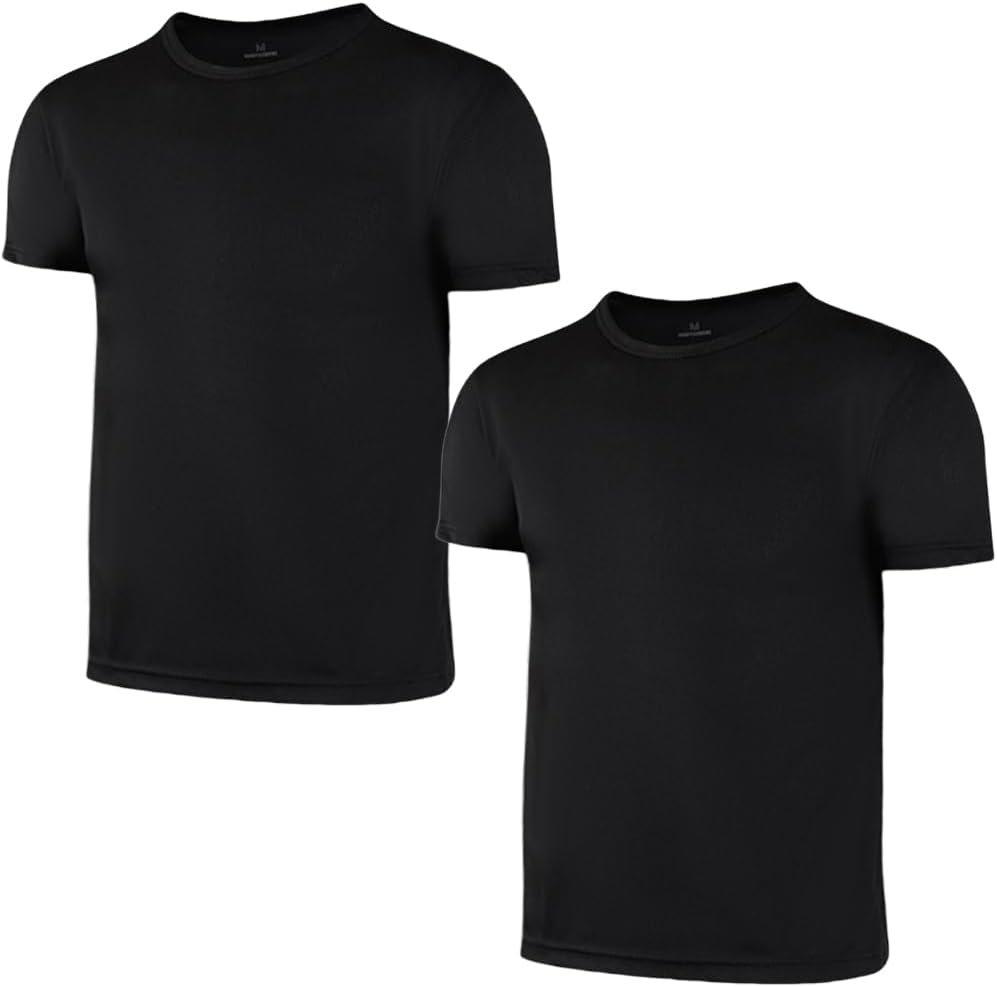 2 Pack Kids/Boys/Youth Quick Dry Sports Tee Shirt Mesh Moisture Wicking Active Athletic T-Shirt (Age4-18Years)