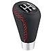 Arenbel Shifter Knobs 5 Speed Car Gear Stick Leather Shifter Lever Handle Fit Most Manual Vehicle, Black Leather