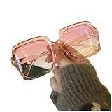 CMZYBBD Occhiali da Sole Lunettes De Soleil À Grand Cadre Vintage Square pour Femmes - Fashion Gradient Élégant Verres De Soleil pour Dames-Rose