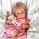 【Matériel de sécurité à 100%】 La tête, les bras et les jambes sont en vinyle silicone souple. Les corps sont en tissu avec rembourrage interne en coton PP. Et son corps est si doux que la bercer ressemble à un vrai bébé dans vos bras. Les membres mobiles vous permettent de les placer facilement en position assise et couchée.