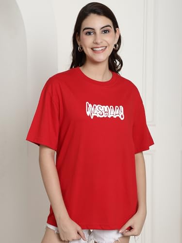 Image of Style Go Pure Cotton Oversized Baggy Fit Drop Shoulder Aesthetic & Cool Graphic Printed Half Sleeve Tshirt for Women || Trendy Tees || Casual Loose Korean T-Shirt (Pack 2)
