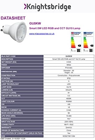 Knightsbridge Smart LED RGB and CCT Adjustable GU10 Lamp (GU5KW) WiFi No Hub Required - Image 4