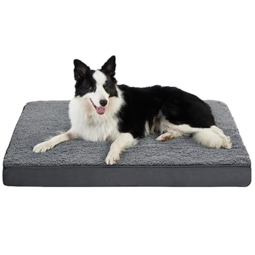 犬 猫 ペットクッション ペットベッド 低反発 着脱式カバー 犬介護 多犬用 マット 洗える Demanca 中小型 犬用 猫用ベッド ソフトペットクレートマット取り外し可能 寒さ対策 通年 滑り止め ふわふわ 寝心地良い オールシーズン 中型大型犬用 (