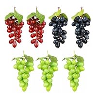 Minghejing Kunststoff Weintrauben, 7 Stück Künstliche Trauben, Künstliche Trauben Deko, Trauben Künstlich, TraubenspießE Für Weindekoration, Künstliche Fruchtstützen