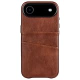Dockem Etui na Karty do iPhone 17 Air z Magnetyczną Płytką Montażową, Przycisk Sterowania Aparatem, Portfel z 2 Kieszeniami: M2 Exec Sztuczna Skóra Premium (Brazowy)