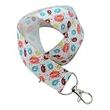 Cordon en ruban imprimé tournesol et fruits – Sangle tour de cou gros-grain de 2,5 cm avec fermoir mousqueton – Porte-badge floral ou porte-clés – Individuel ou groupé, Donut Splash, taille unique