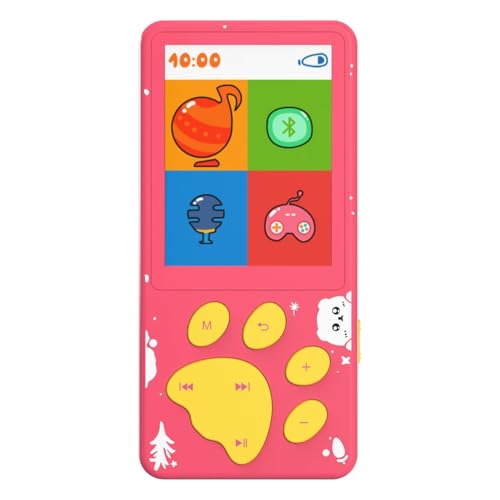 MP3 Player for Kids, Wiwoo 1.8" Portable Music Player with FM Radio Video Games Voice Recorder and Headphone, 8GB Children Cartoon Bear Paw Media Player Expandable Up to 128GB (Pink)