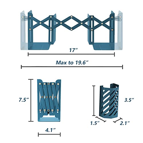 Adjustable Bookends,Metal Book Ends For Books Papers Magazines Albums Dvds Games Desks Binder Organizer Holder For Home, Office, Classroom, Library With Pen Holder.extends Up To 19 Inches. (Blue) #TOP1