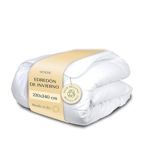 Wendre Edredón Nórdico Invierno 220x240 cm – Cama 135/150, 300 g/m² con Estructura Interna Aislante – Cálido y Confortable, Microfibra, Certificado Oeko Tex, Fabricado en Europa