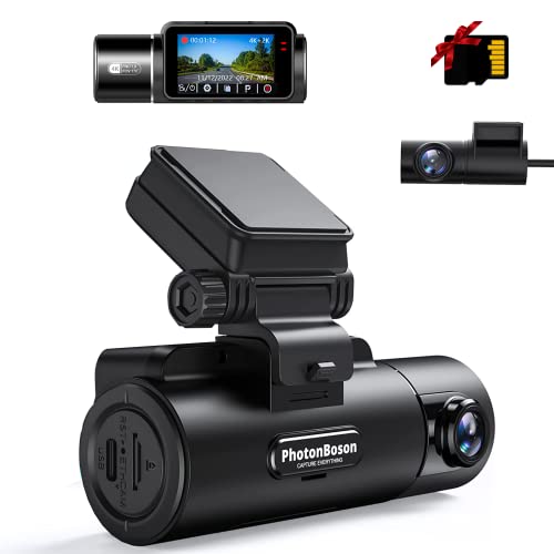 4K Dual Dash Cam Front 4K and Rear 2K, GPS, Dash Camera for Cars with 2.2 Inches IPS Screen, Car Camera Driving Recorder with Night Vision, 170° Wide Angle, Parking Mode, SD Card Included