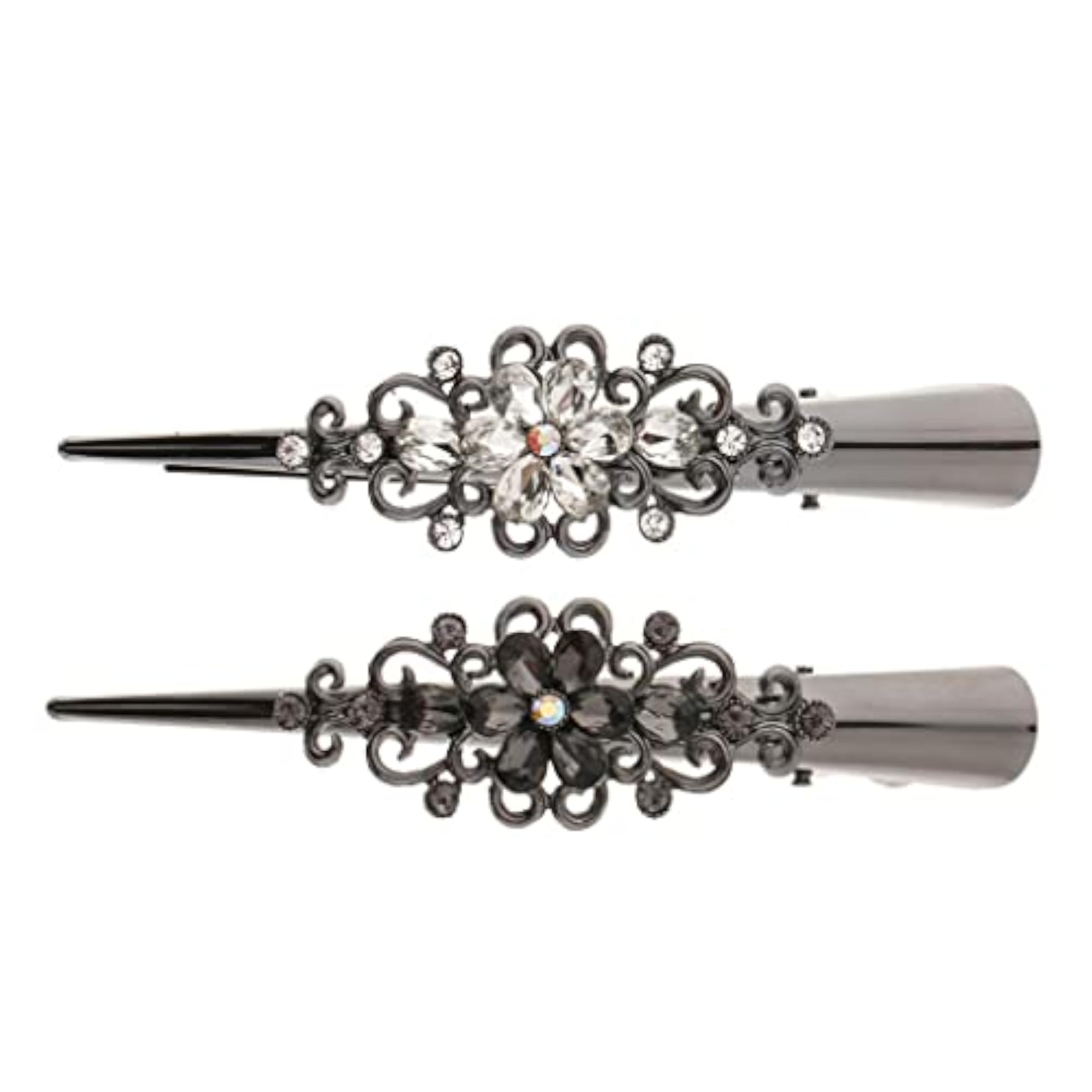 Metal Rhinestone Hair Alligator Clips, 2 Pack