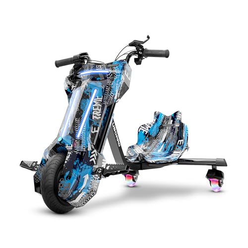 Image of Uboard 3-Wheel Drifter with LED Lights and Bluetooth for Kids Ages 6+Years,15 km /h Top Speed, 3-Hour Charge, 75 kg Weight Capacity (Camo Blue)