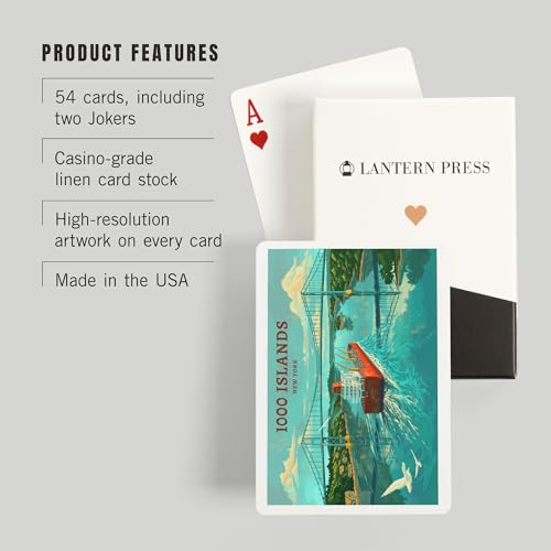Lantern Press Clayton, New York, Baraja de 52 cartas póker miniatura 3