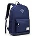 VASCHY Backpack for Men Women, Water-Resistant School Backpack Bookbag Daypack for Teens/College Students Plain Blue