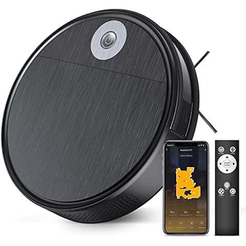 Roboterstaubsauger, Staubsauger Roboter 2200Pa Starke Saugkraft Dünner Leiser Automatischer Saugroboter Selbstaufladend WLAN/App/Fernbedienung 120min Laufzeit Cover