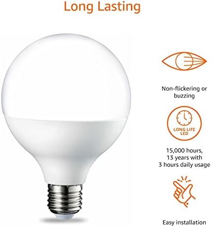 Amazon Basics LED E27 Edison Screw Globe G93 Bulb, 14.5W (equivalent to 100W), Bright Warm, Non Dimmable - Pack of 2