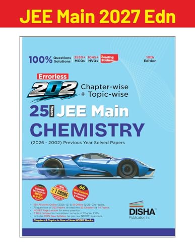Image of Disha Errorless 202 Chemistry Chapter-wise & Topic-wise 25 Year JEE Main Previous Year Solved Papers (2026 - 2002) 10th Edn |100% New Syllabus JEE MAINS PYQ Book with Detailed Solutions | For JEE 2027