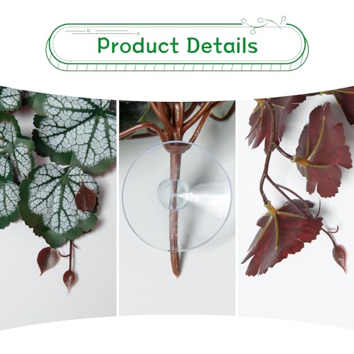 Image of 3 PCS Reptile Plants Artificial Hanging Plants with Suction Cup Pets Habitat Climbing Decorations Amphibian Terrarium Fake Plants