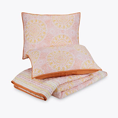 Jessica Simpson Medallion 3-Piece Quilt Set, King, Yellow/Orange #TOP4