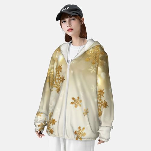 Sudadera con capucha de seda dorada y estampado navideño unisex para running 3
