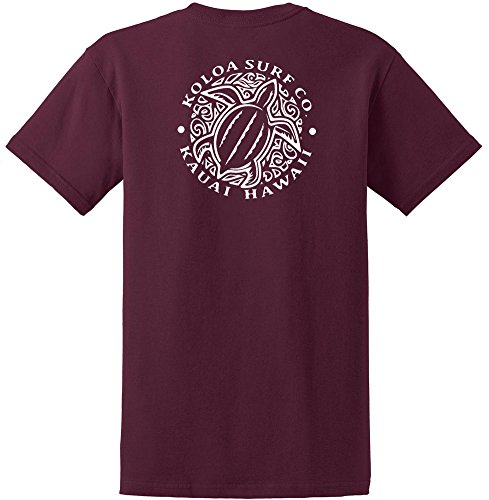 Koloa Surf Hawaiian Honu Turtle Heavyweight Tees-Tall-XLT-Athletic Maroon/w