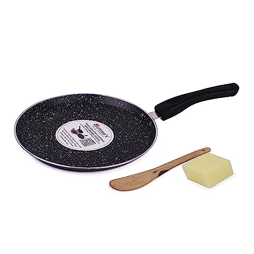 Image of Mumma's LIFE Non Stick Dosa Tawa with Sturdy Riveted and Bakelite Handle (Induction and Gas Stove Friendly), Non Toxic and PFOA Free, 24 Months Warranty (28CM, Grey)