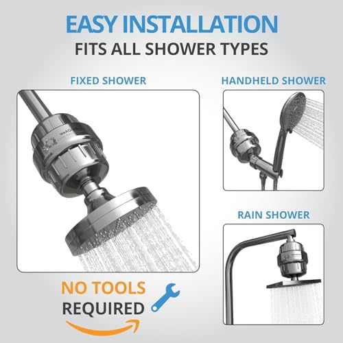 Image of Shower Filter for Hard Water Bathroom | Water Softener for Tap & Shower Head | Hard Water Filter for Better Hair & Skin | Only Fits 1 /2 inch Connection Showers Pipes - DOES NOT REDUCE WATER TDS