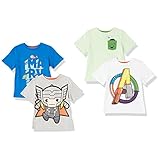 [Amazon Essentials] 4枚組 Tシャツ 半袖 (旧ブランド名:Spotted Zebra) ディズニー マーベル スター・ウォーズ ボーイズ マーベルアイコン/ロゴ 145-150