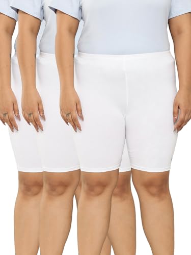 Image of LEADING LADY Women's Solid Cotton Mid Rise Shorts | Skinny fit Short for Workout, Yoga, Gym & Running Shorties (Pack of 3)