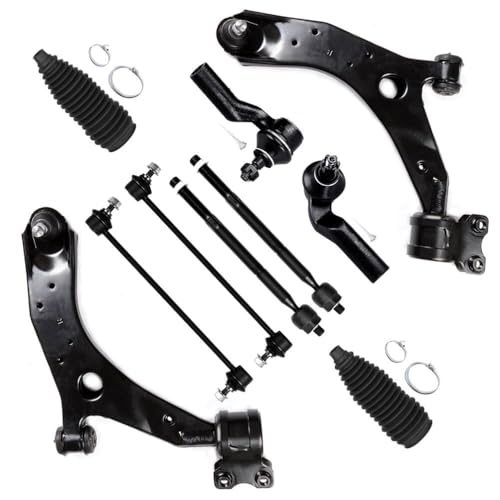 SCITOO 10pcs Front Suspension Kit Lower Control Arm And Ball Joint Outer Inner Tie Rod End w/Boot Sway Bar End Link Replacement for 2004-2009 for Mazda 3 2006-2010 2012-2017 for Mazda 5