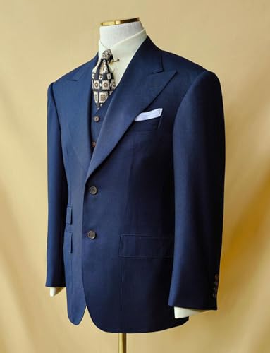 Ulnomio Men's Peak Lapel Suit Jacket Single Breasted Button Blazer for Formal Business Office3