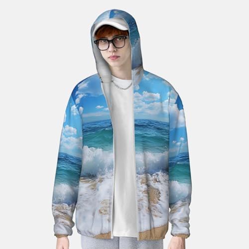 UPF 50+ Sun Protection Hoodie Long Sleeve Ocean Beach Theme Sun Shirt Rash Guard Fishing Shirts for Men4