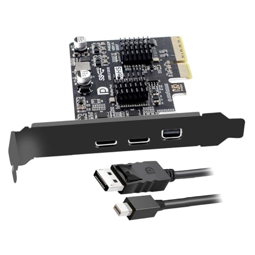 CY PCI-E Express 4X & Mini Displayport 1.4 Input to Dual 10Gbps USB 3.1 Type-C USB-C & 4K 60hz...