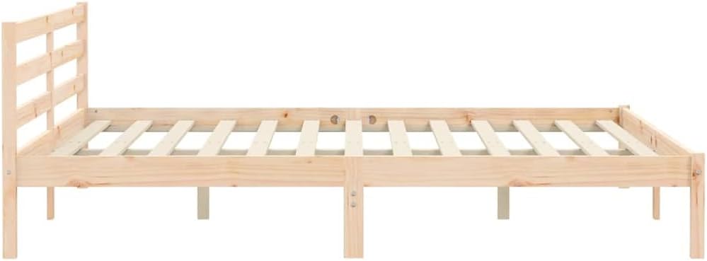 vidaXL Bed Frame Natural 82.09 x 78.15 x 27.36 in Solid Pine Wood, Chic Bedroom Set, Trendy Bed Frame, Sturdy Wood, Sleek Minimalist Style, Tough Furniture for City Life