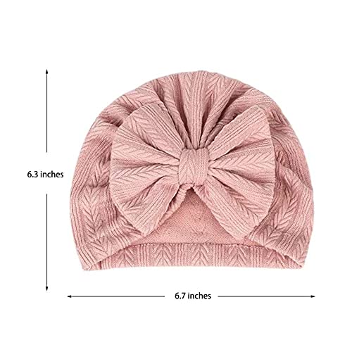 Jiahang Hair Bow Turban Hat, Baby Girl Oversized Bowknot Headwrap, Ribbed Knitted Beanie India Cap For Newborn Infant Toddlers 6Pcs #TOP4