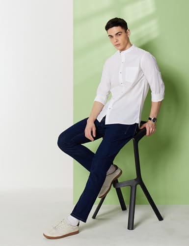 Image of Symbol Premium Men's Mandarin Collar Casual Cotton Poplin Shirt - Regular Fit |Full Sleeve | Pure Cotton (Available in Plus Sizes)