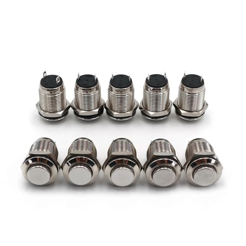 Bouton-poussoir momentané SPST métal 12mm 2 broches 1NO lot de 10 pour montage électronique DIY