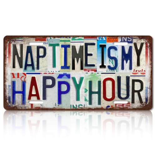 SHENIFY Nap Time Is My Happy Hour Sign Metal Funny Wall Art Decor 6x12in