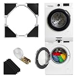 Dibaful Zwischenbaurahmen Kit Waschmaschinen Stapelbausatz mit Waschturm Ratschenseil 45-70cm | Universal Verbindungsrahmen Set für Trockner Schrank und Waschmaschine