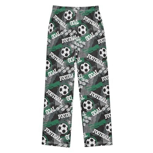 ZZXXB Football Goal Pattern Boys Long Pants Soft Trousers Elastic Waist Kids Lounge Bottoms with Pockets S-XL