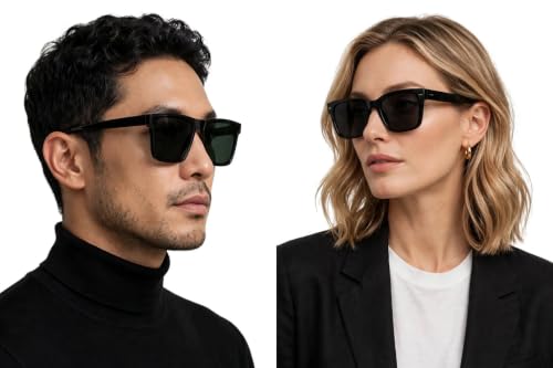 Image of Unisex Stylish Round Sunglasses | TAC Polarized Lens | 100% UV Protection | Men & Women Driving Bikes, Outdoor Sports, Hiking & Travel Eyewear (black sunglass)
