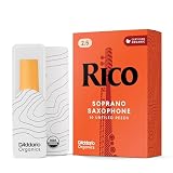 Rico Organic Soprano Saxophone Reeds, Strength 2.5, Pack of 10