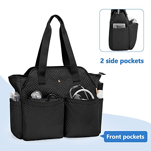 Fasrom Tragebare Medizinische Tasche für Krankenschwester, Erste Hilfe Sets Tasche mit Gepolstertem Laptopfach, Schwarz