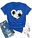 YZMI Soccer Shirts for Women Soccer Mom Shirt Funny Sport Heart Graphic Tee Tops Game Day Outfits Royal Blue S