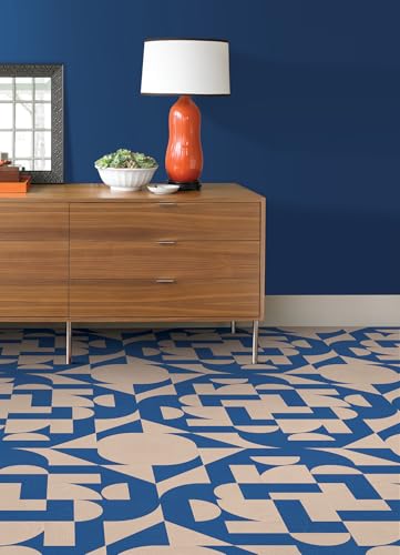 FloorPops x Very Gay Paint Gia Metric Coral y Azul Baldosas para Piso Peel and Stick, Vinilo Geométrico, Resistentes al Agua, 12 pulgadas x 12 pulgadas, Paquete de 10 miniatura 3