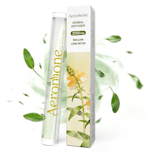Mullein Herbal Diffuser Pen with Mullein Peppermint & Other Herbs Portable Aromatherapy Support for Airways Wellness & Ritual Improvement - 2000 mg Essential Oil (Around 900 Uses, Varies by Usage)