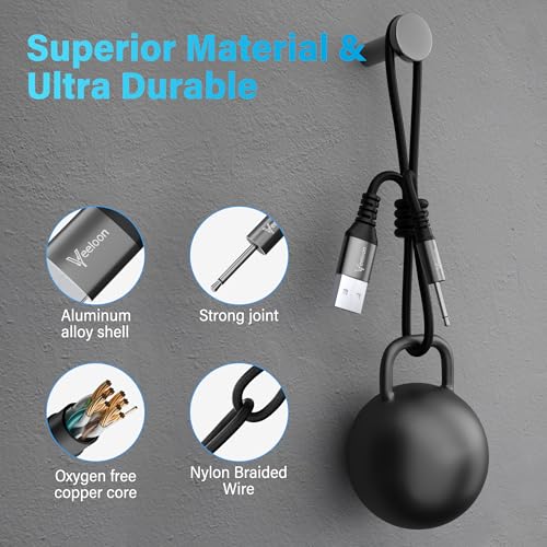 2.5mm DC Charging Cable 2 FT-2 Pack,USB A to DC 17mm x 2.5mm Fast Charging Cord , Durable Braided 5V 150mA Pin Replacement for Messager Charger Wire, Toys, Beauty Instrument, Lights, Fans, Speaker &
